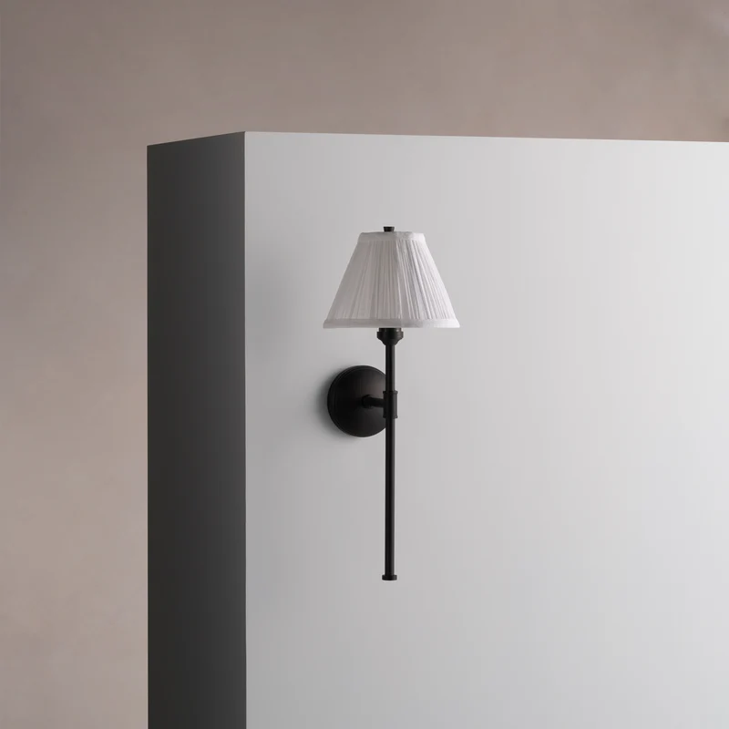 Cotswold Wall Light Pleated Alabaster White – Bronze
