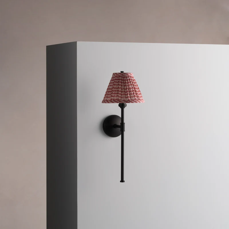 Cotswold Wall Light Pleated Terracotta Red – Bronze