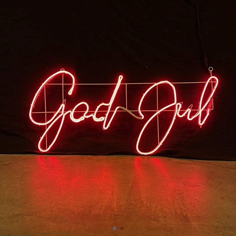 God Jul Neonreclame - Rood 115x56 cm