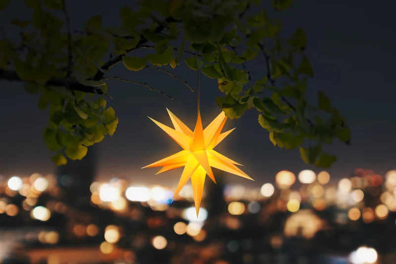 Elegante kerstster in 3D - 45 cm geel