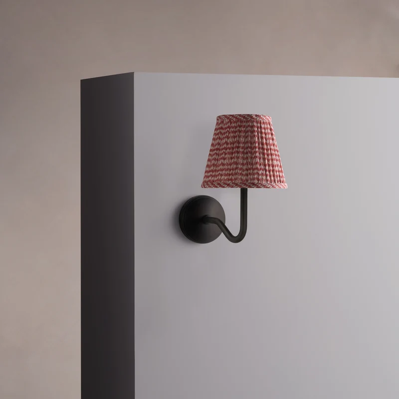 Malvern Medium Wall Light Pleated Terracotta Red – Bronze