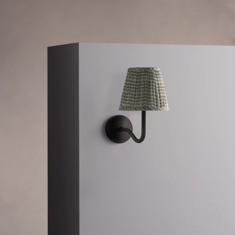 Malvern Medium Wall Light Pleated Moss Green – Bronze