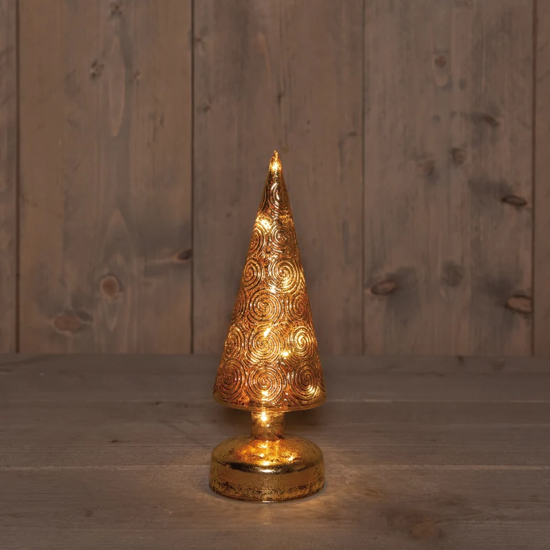 Batterijbediende lamp - Antieke gouden kerstboom