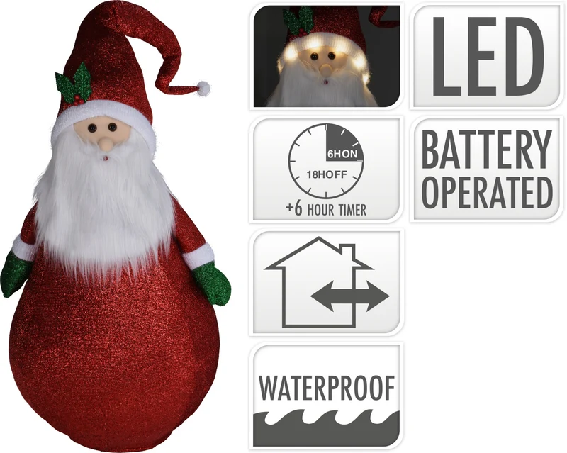 Kerstman Staand - 140cm - LED - Warm wit licht