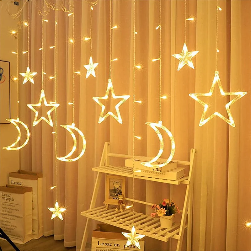 LED Lichtslinger 3.5m - Warm Wit - Sterren & Maan Design - Kerstverlichting & Ramadan Decoratie