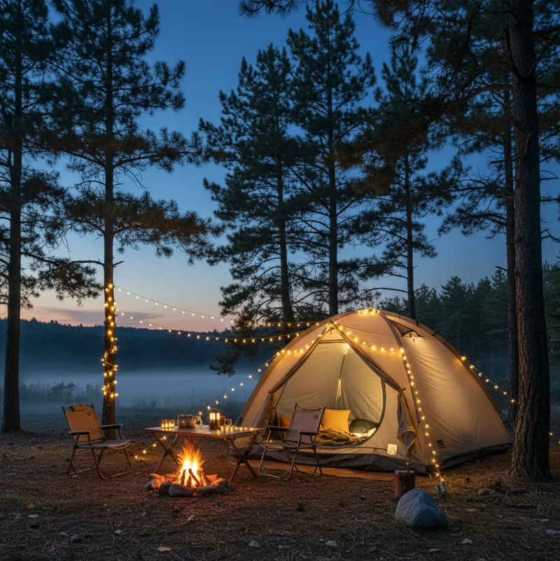 CAMPAURA GLOW | Oplaadbare campinglantaarn met 10m lichtslinger