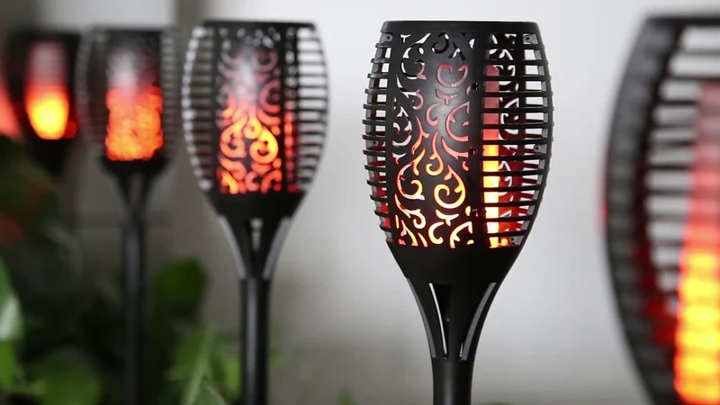 Solar LED XL 78CM Tuinfakkels Set van 4 stuks met vlam-effect - Solarlampen Tuin