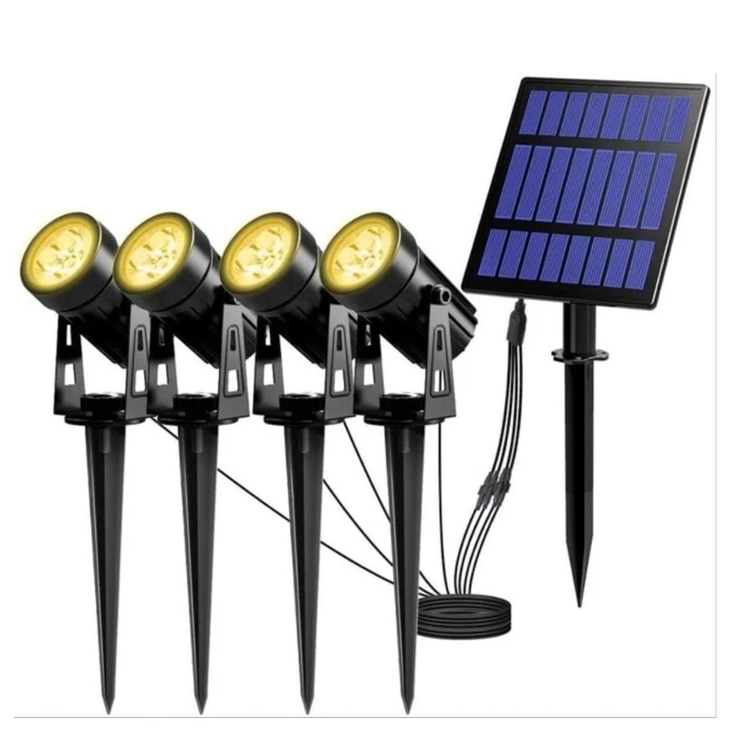 Tuinverlichting Zonne-energie - 4X LED spot - Tuinspot - Solar buitenverlichting - Lantaarn- Buitenlamp- Wandlamp