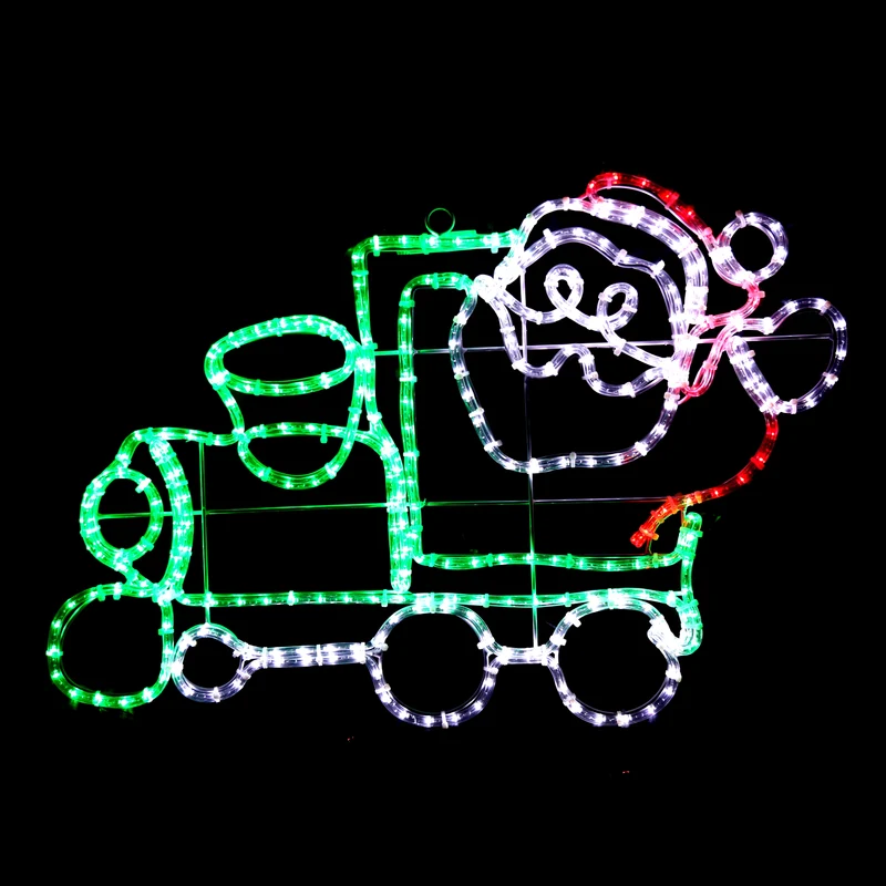 LED -figuur - Kerstman op zijn trein - 82x55 cm