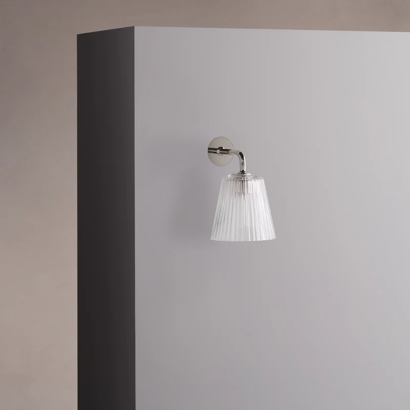 Richmond Small Wall Light Fluted Glass – Polished Nickel