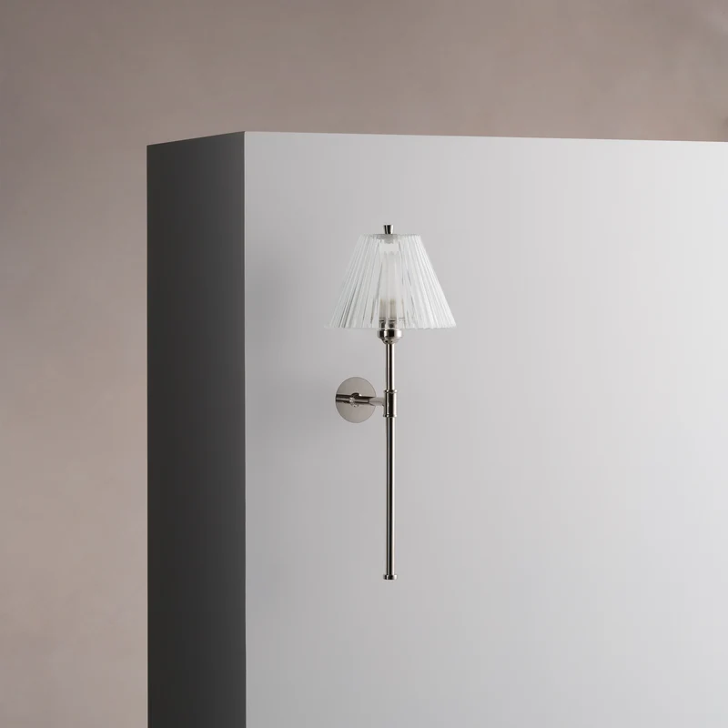 Cotswold Small Wall Light Fluted Glass – Polished Nickel