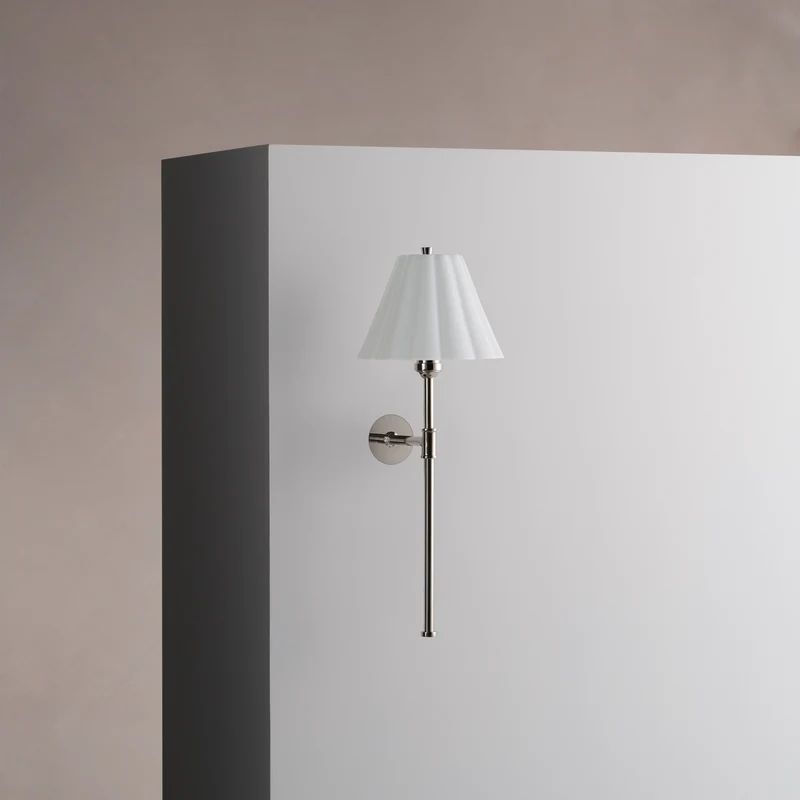 Cotswold Small Wall Light Fine Porcelain – Polished Nickel