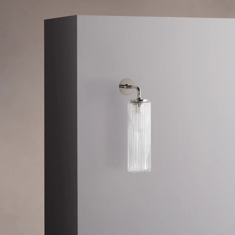 Claremont Small Wall Light Fluted Glass – Polished Nickel