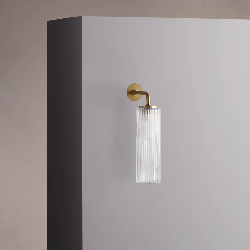 Claremont Small Wall Light Fluted Glass – Antique Brass