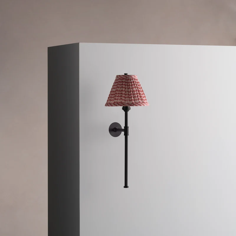 Cotswold Small Wall Light Pleated Terracotta Red – Bronze
