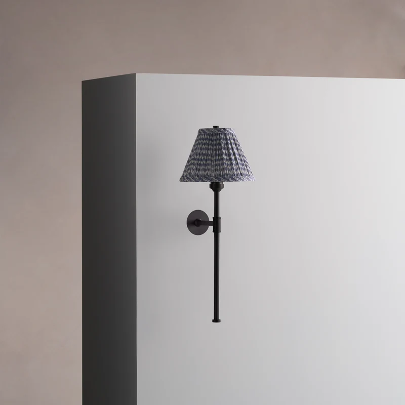 Cotswold Small Wall Light Pleated Slate Blue – Bronze
