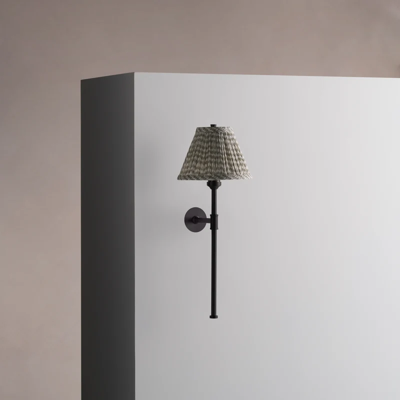Cotswold Small Wall Light Pleated Moss Green – Bronze