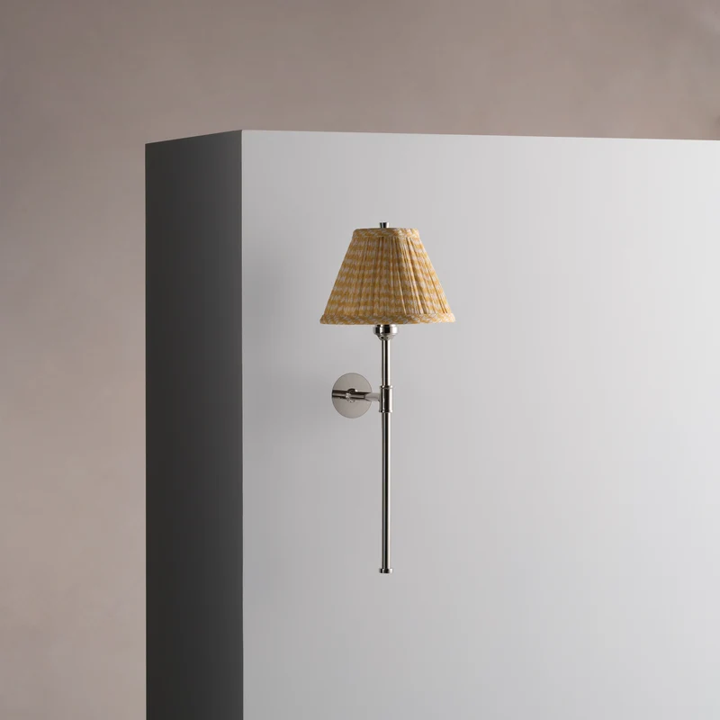 Cotswold Small Wall Light Pleated Flaxen Yellow – Polished Nickel
