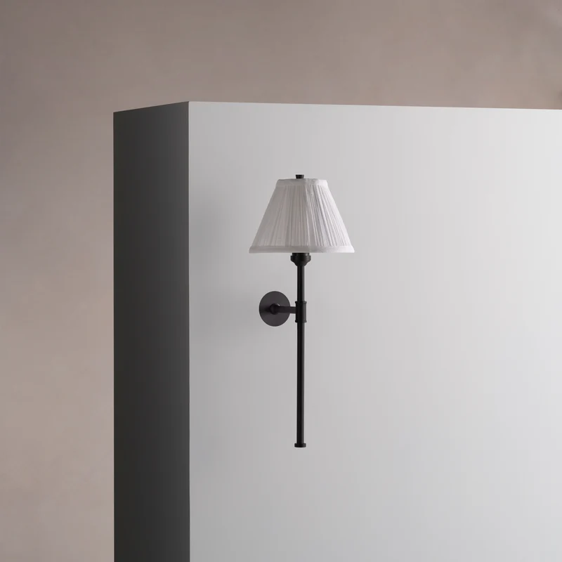 Cotswold Small Wall Light Pleated Alabaster White – Bronze