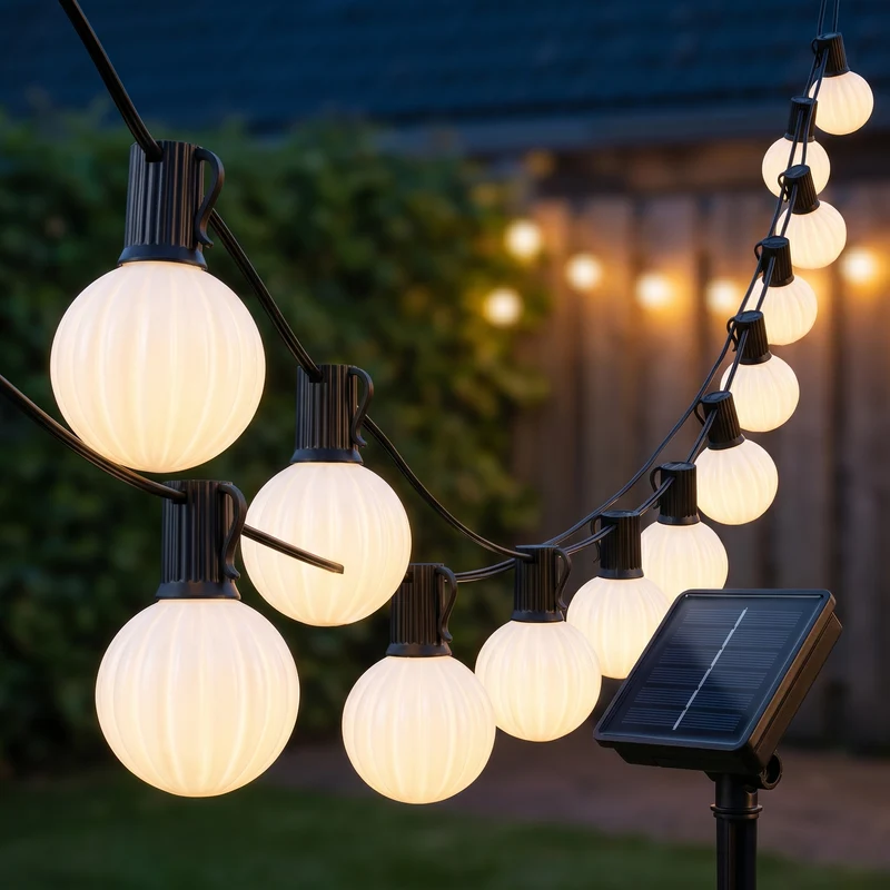 Cheqo® Solar Lichtslinger - Lichtsnoer Buiten - 20 LED - Warm Wit - Tuinverlichting - Buitenverlichting op Zonne-energie - Feestverlichting - Partyverlichting - Sfeerverlichting - Bollen - voor Buiten - Tuin - Lampjes Slinger