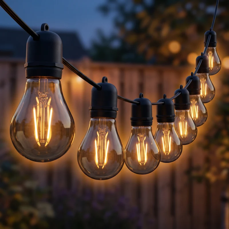Cheqo® Feestverlichting Buiten - Lichtsnoer - Lichtslinger - Party Lights - Warm Wit - LED - Tuinverlichting - Sfeerverlichting - Gloeilampjes - Peertjes - Vintage - voor Binnen en Buiten - voor Tuin, Terras en Balkon