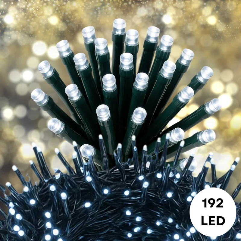 Cheqo® Kerstverlichting - Witte Kerstlampjes - Kerstboomverlichting Wit - 192 LED Lampjes - Koel Wit Licht - Verlichte Lengte 240 CM - Aansluitsnoer 300 CM - 8 Lichtfuncties - Automatische Timer - Geheugenfunctie - IP44 Adapter - Binnen en Buiten