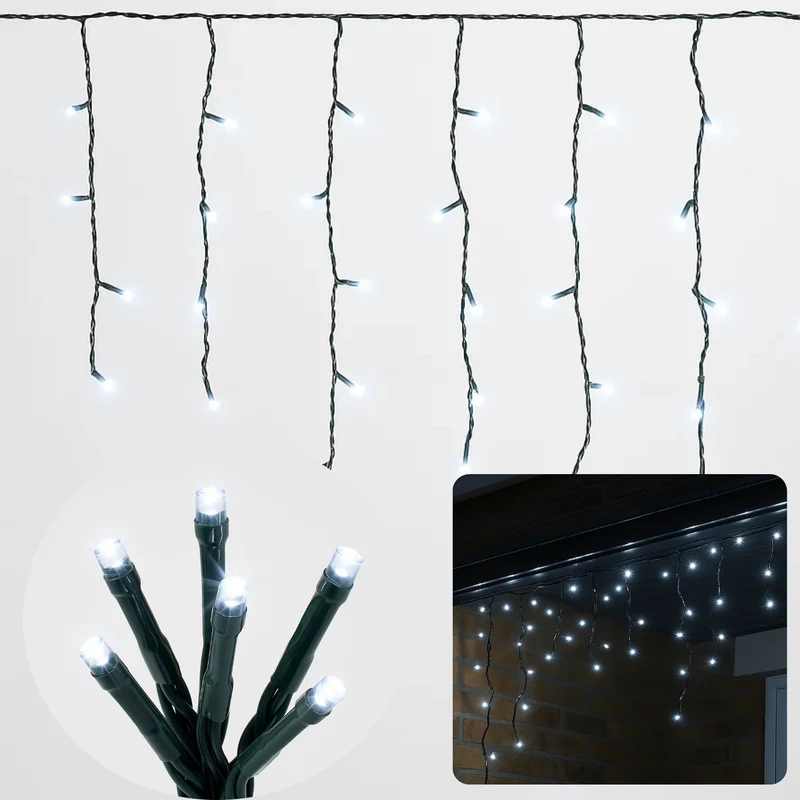 Cheqo® Ijspegel Verlichting - Kerstverlichting Buiten - Ijspegelverlichting 360 LED - Wit Licht - Koelwit - 12 Meter Lengte - 8 Lichtfuncties - met Timer - Geheugenfunctie - IP44 Adapter - Geschikt voor Buiten