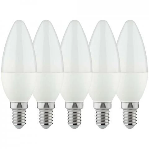 LED kaarslamp E14 warmwit 2700K - 4.5W 470 lumen - mat glas - 5 stuks