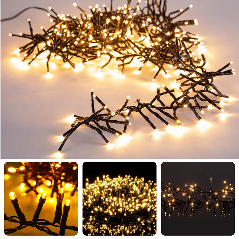 Cheqo® Kerstboomverlichting LED - Clusterverlichting Kerstlampjes - Kerstverlichting - Kerstboom Verlichting - Warm Wit - 5.5M 768 Leds - Waterdicht IP44 - Binnen & Buiten