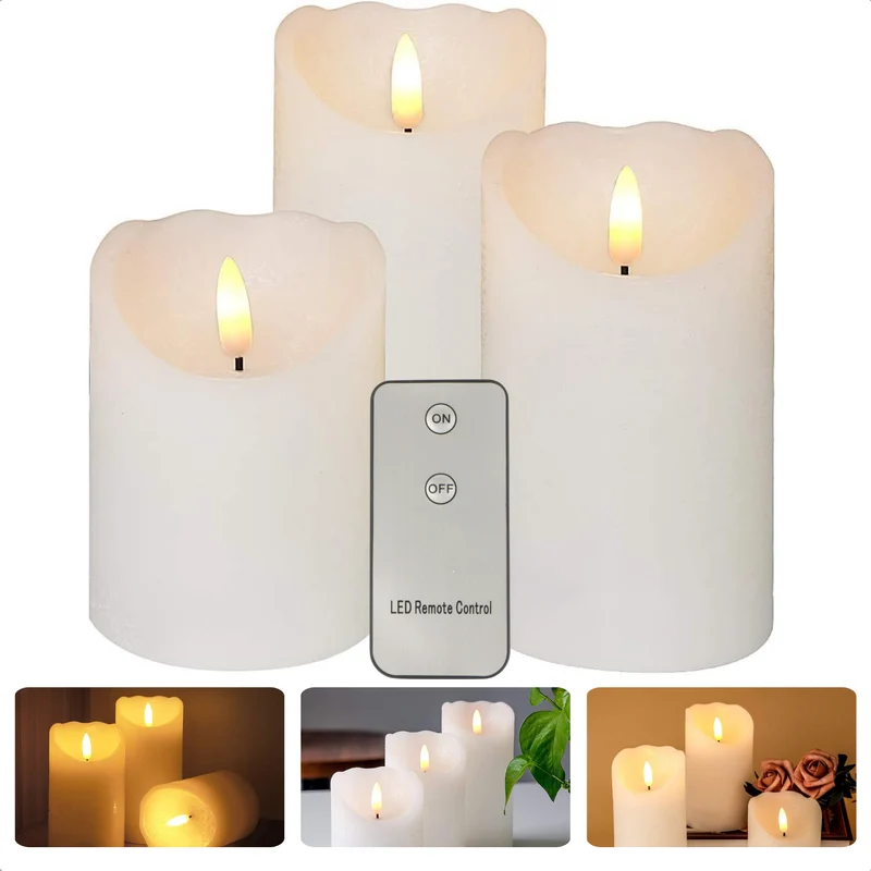 Cheqo® LED Kaarsen met Afstandsbediening - Kaarsen Set - Wit - Met Afstandsbediening - Op Batterij - Sfeerverlichting