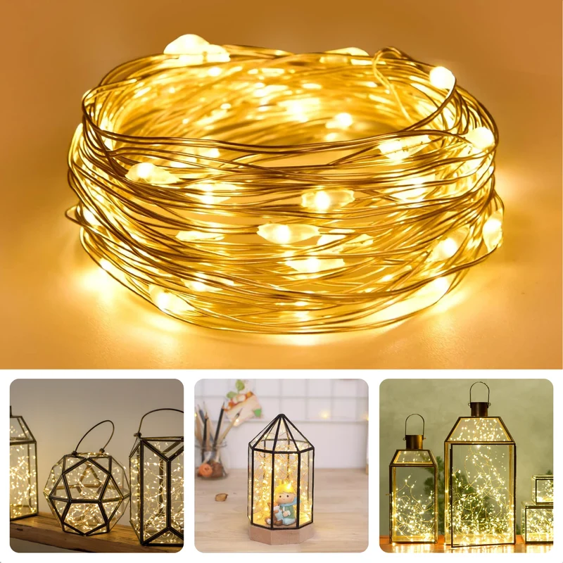 Cheqo® Kerstverlichting - Kerstboomverlichting - Kerstlampjes - Zilverdraad - Warmwitte LED Lampjes - Binnenverlichting 495 cm - 100 Lampjes