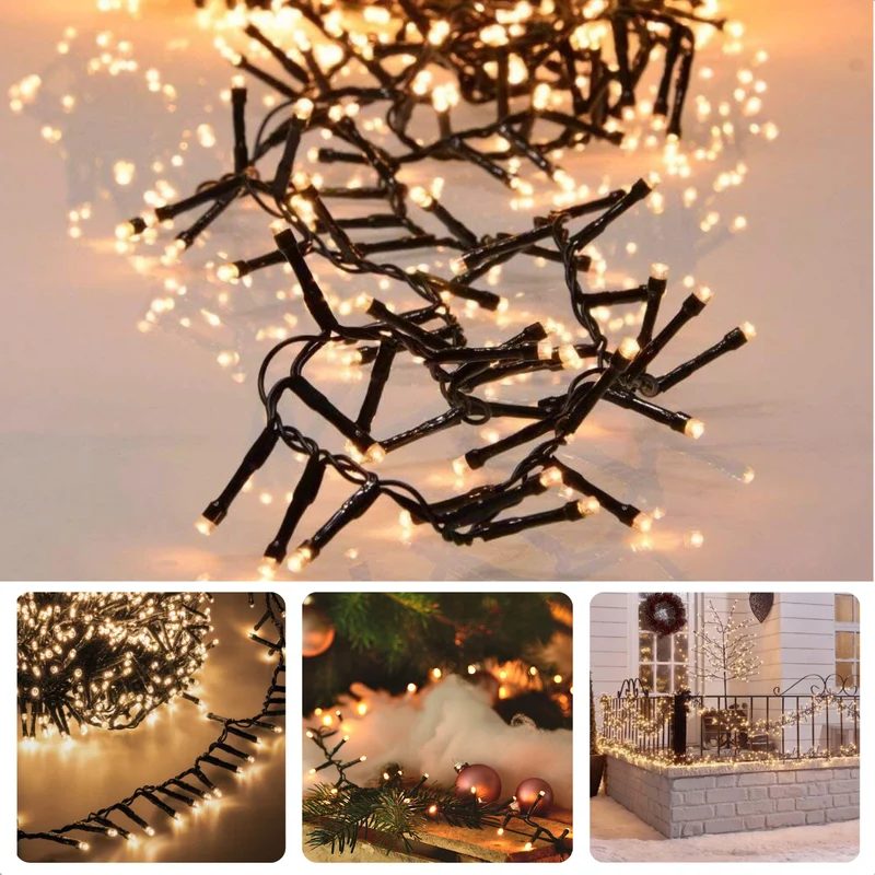 Cheqo® Kerstverlichting - Kerstboomverlichting - Kerstlampjes - LED Clusterverlichting - 3000 LED - 22M - Extra Warm Wit - Timer - Waterdicht