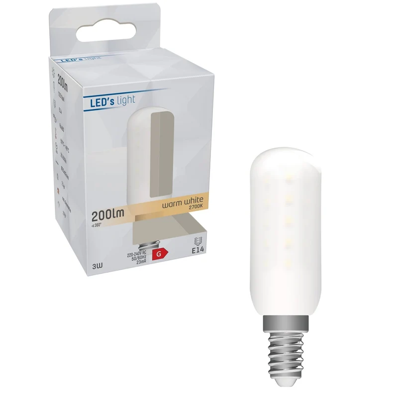 LED Lamp E14 300 lumen - 3W - 2700K - T25 Buis - Koelkast & Afzuigkap