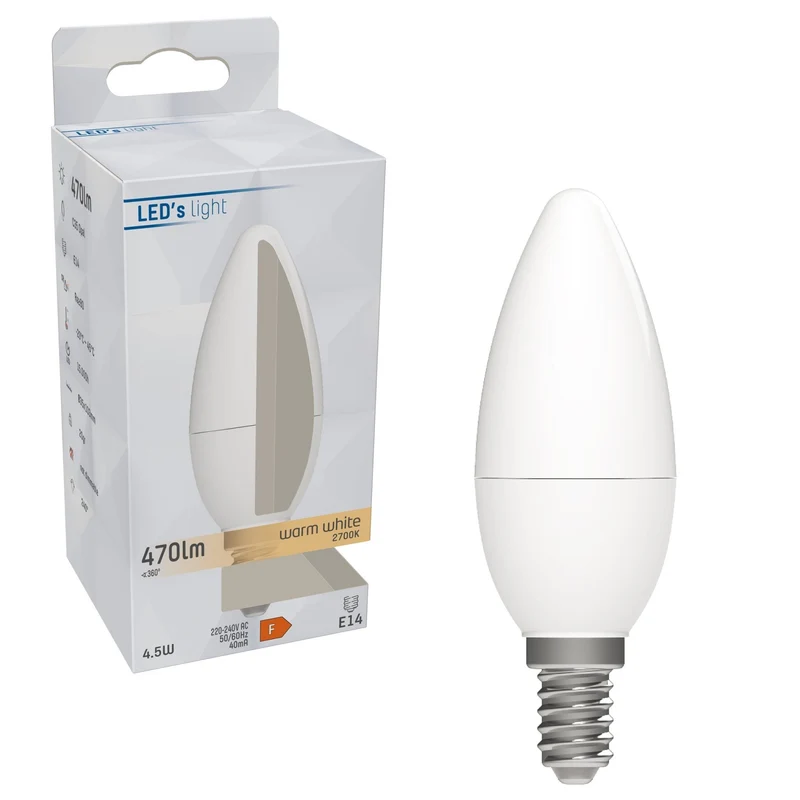 LED kaarslamp E14 warmwit 2700K - 4.9W 470 lumen - mat glas