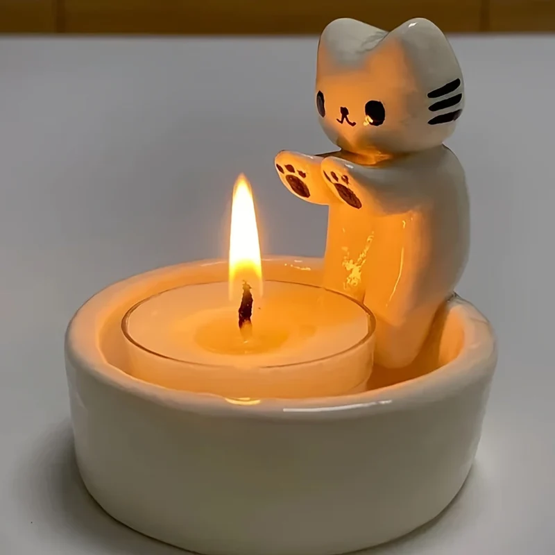CharmingCat - Speelse Hars Kaarsenlade voor Organisatie