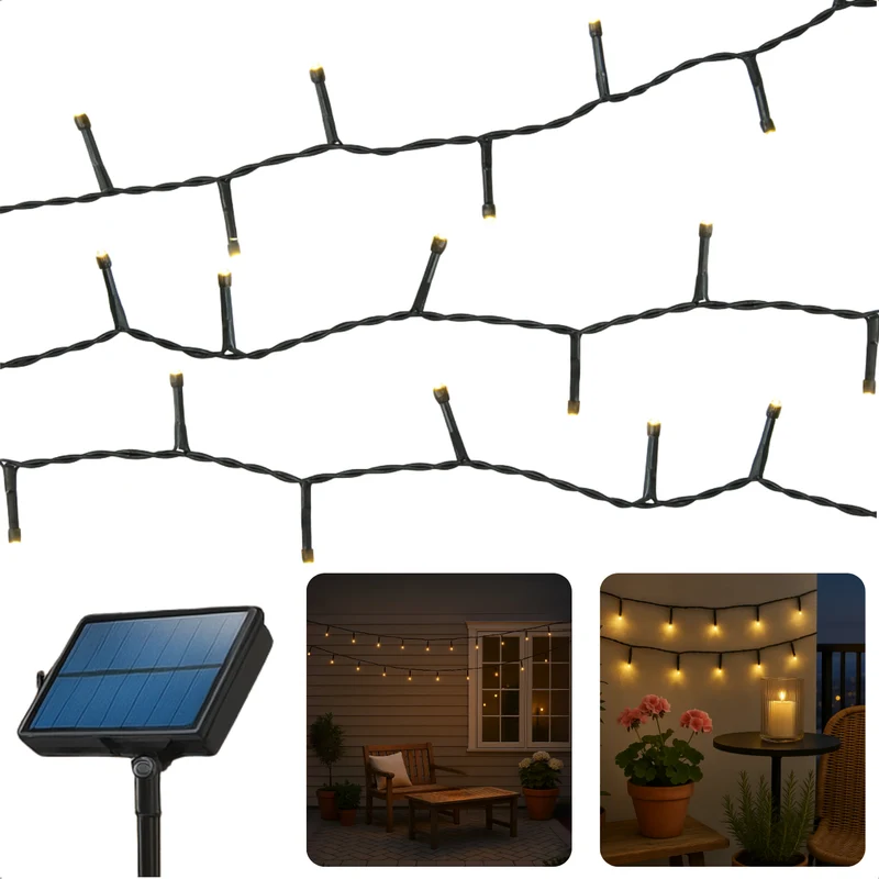 Cheqo® Solar Lichtsnoer - Kerstverlichting Buiten - Kerstboomverlichting - Cluster Verlichting - 21.5 Meter - 480 Led - Met Afstandsbediening - Warm Wit Licht - Tuinverlichting Op Zonne-Energie - Sfeerverlichting Buiten - Lichtslinger - Met Timer