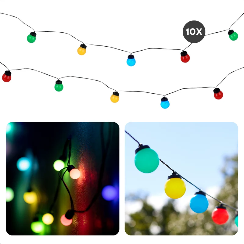 Cheqo® Gekleurde Lichtsnoer - Tuinverlichting - Feestlampjes - Lichtslinger voor Buiten Terras en Camping - 7.5M - Feestverlichting - Sfeerverlichting Buiten