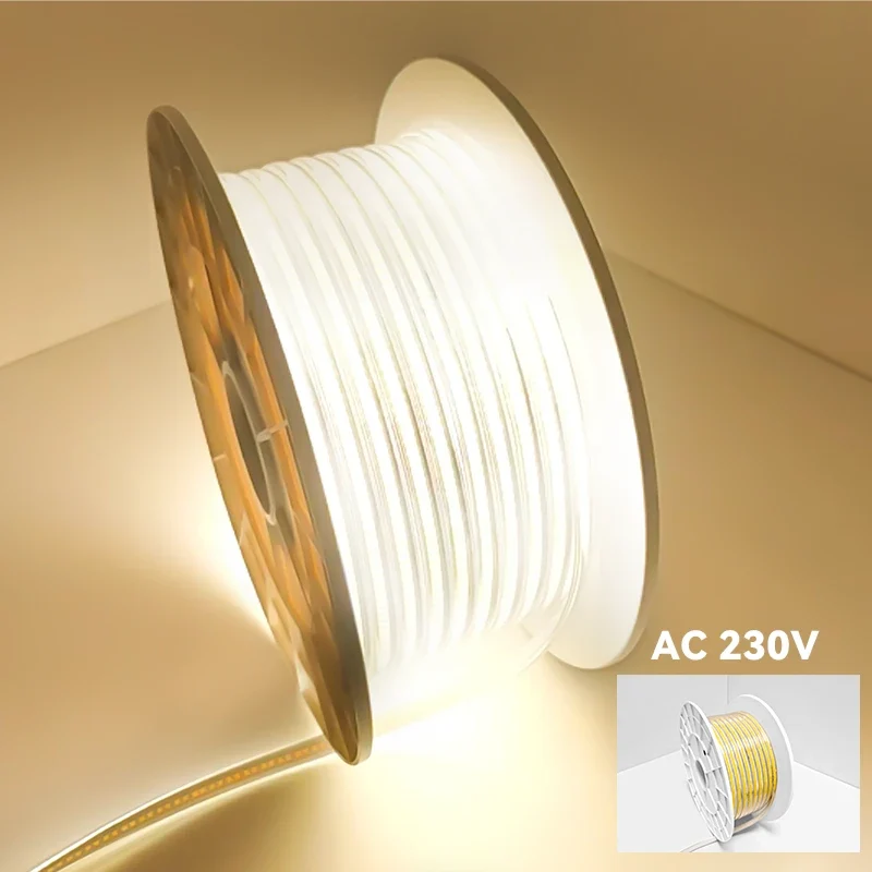 COB LED Lichtslang 230V - Warmwit 3000K - 10W/m - 1000lm/m - IP65 - Snijbaar - 50m rol