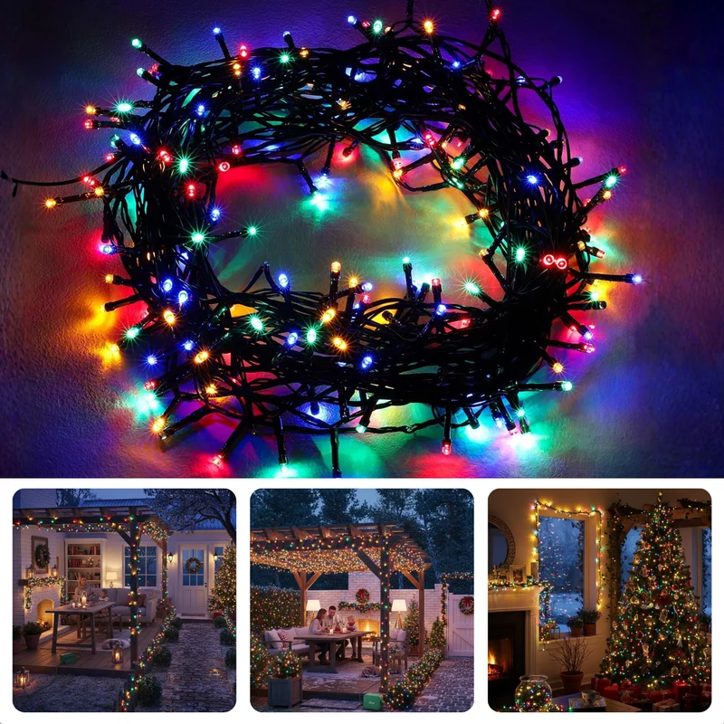 Cheqo® Kerstverlichting Multicolor - LED Lichtsnoer - 720 LED Lampjes - 54 Meter Lengte - Binnen En Buiten - Groen Snoer - IP44 Adapter - Kerstboomverlichting - Feestverlichting - Lichtslinger - Veelkleurig - Kerstlampjes