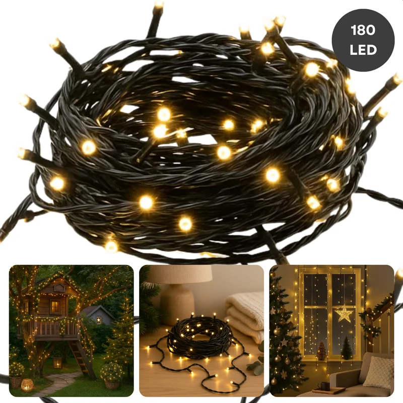 Cheqo® Kerstlampjes - Kerstverlichting - Kerstboomverlichting - Warm Wit Licht - Dimbaar - Binnen En Buiten - 13,5 Meter - 180 Led Lampjes - Timer Functie - Sfeervolle Verlichting - Buitenverlichting - Kerst Verlichting