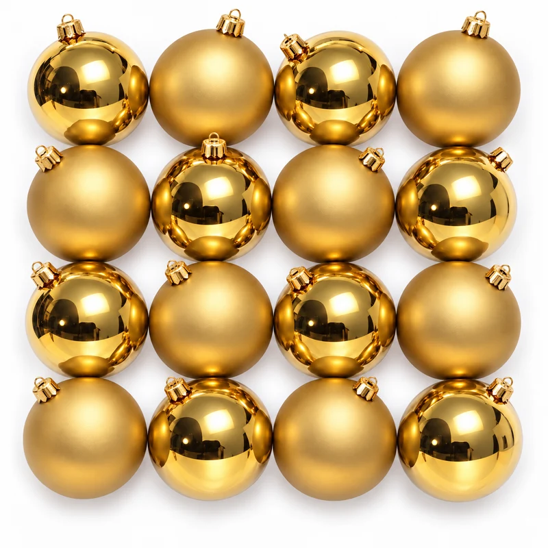 Cheqo® Kerstballen Set van 16 - Glazen Kerstballen Goud - Gouden Kerstbal Glans en Mat - Kerstboomversiering - Kerstversiering - Kerstdecoratie - Kerstboomdecoratie - Kerstornament - Kerstboomhanger voor Kerstboom - Luxe Kerstballen