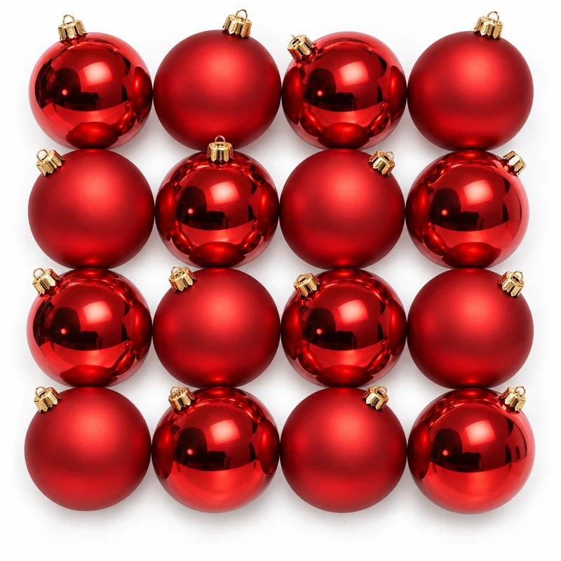 Cheqo® Glazen Kerstballen Rood Set van 16 - Kerstballen Glans en Mat - Kerstboomversiering - Kerstversiering - Kerstdecoratie - Kerstballen Glas - Gekleurde Kerstballen - Kerstboomdecoratie - Kerstboomballen - Rode Kerstbal voor Kerstboom