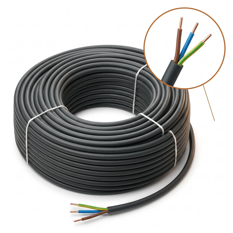 Cheqo® Buitenkabel 3 X 2.5 mm² 25 m - XMVK Kabel - Installatiekabel - Stroomkabel voor Buiten - Tuinkabel - Elektriciteitskabel - Elektrakabel - Bovengrondse Kabel voor Tuin en Terras - Tuinverlichting en Buitenstopcontact - Grijs