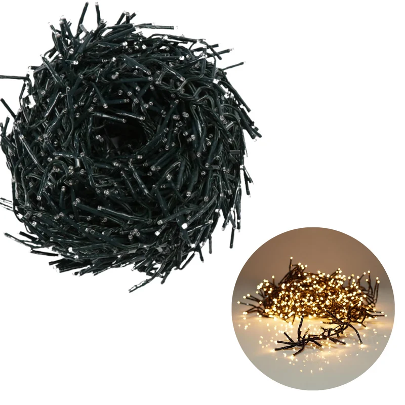 Cheqo® Kerstboomverlichting - Micro Clusterverlichting - Kerstlampjes - Led Verlichting - Kerstverlichting voor Binnen en Buiten - 2400 LED's - 48 Meter - Extra Warm Wit
