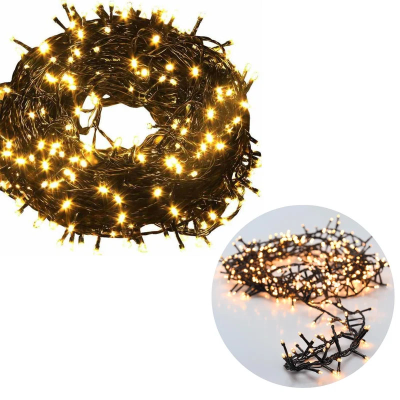 Cheqo® Kerstboomverlichting - Micro Clusterverlichting - Kerstlampjes - Led Verlichting - Kerstverlichting voor Binnen en Buiten - 800 LED's - 16 Meter - Extra Warm Wit