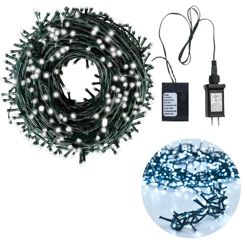 Cheqo® Kerstboomverlichting - Micro Clusterverlichting - Kerstlampjes - Led Verlichting - Kerstverlichting voor Binnen en Buiten - 1200 LED's - 24 Meter - Wit