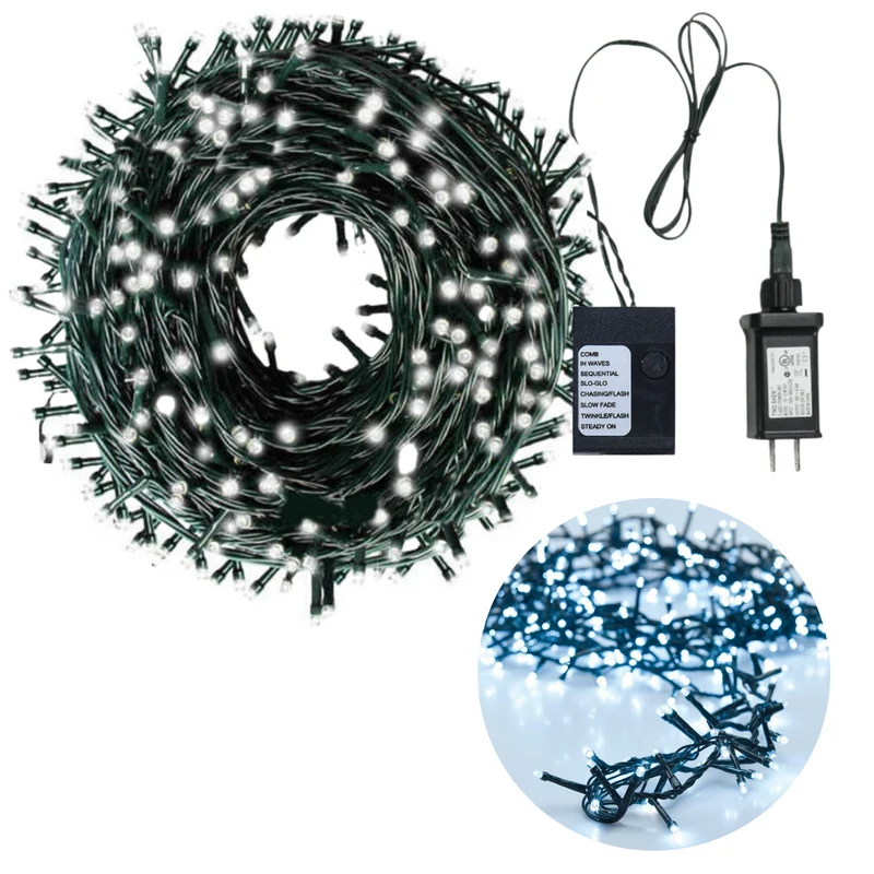 Cheqo® Kerstboomverlichting - Micro Clusterverlichting - Kerstlampjes - Led Verlichting - Kerstverlichting voor Binnen en Buiten - 1000 LED's - 20 Meter - Wit