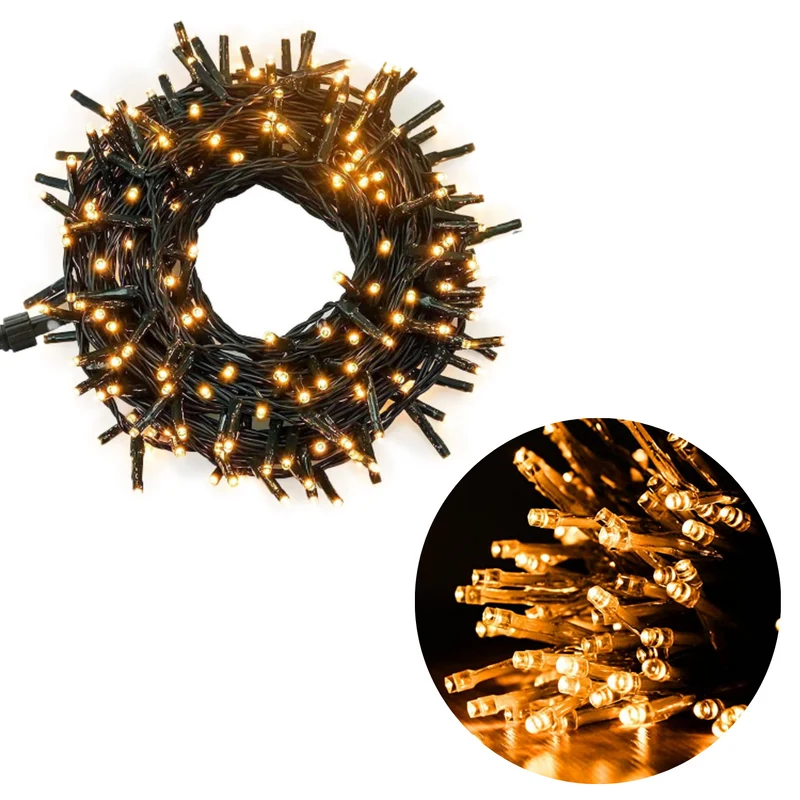 Cheqo® Kerstboomverlichting - Clusterverlichting - Kerstlampjes - Led Verlichting - Kerstverlichting voor Binnen en Buiten - 400 LED - 8 Meter - Extra Warm Wit