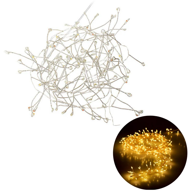 Cheqo® Kerstverlichting - Kerstboomverlichting Zilverdraad - Lichtsnoer - Clusterverlichting - Voor Binnen en Buiten - 480LED - Warm Wit