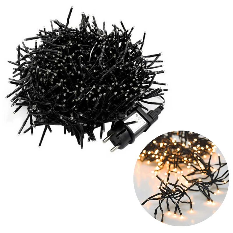Cheqo® Kerstboomverlichting - Clusterverlichting - Kerstlampjes - Led Verlichting - Kerstverlichting voor Binnen en Buiten - 384 LED - 2.8 Meter - Extra Warm Wit